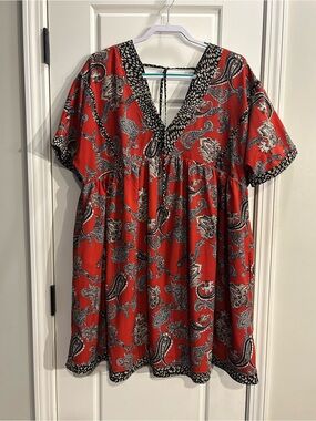 Entro Red Paisley Short Sleeve Dress